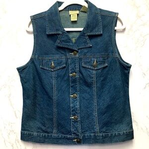 Vintage St John’s Bay Denim Vest Medium 100% Cotton Blue Western Cowgirl Concert